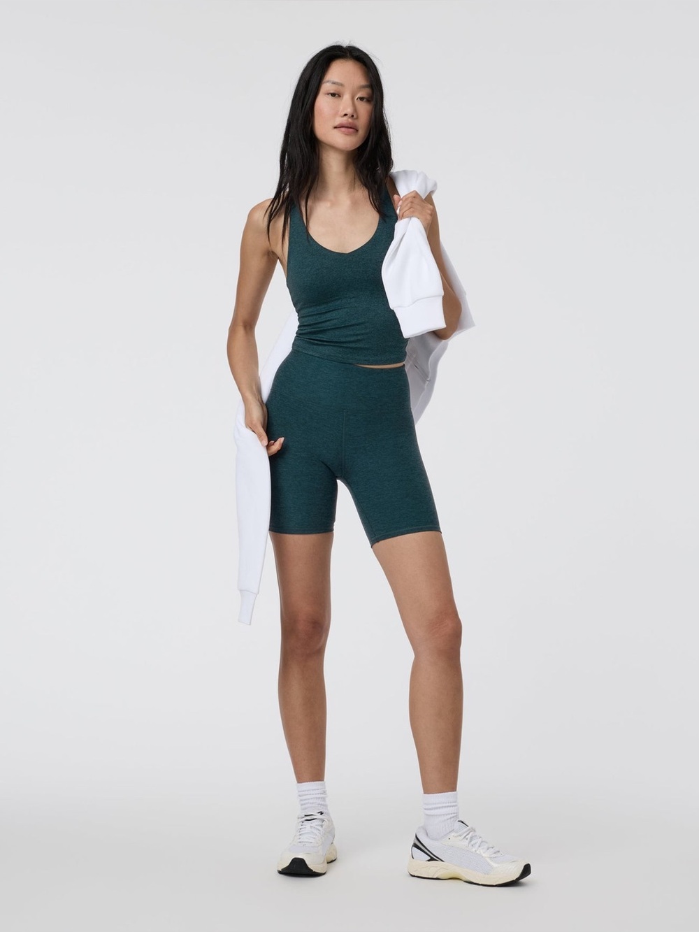 Vuori Moss Heather High Rise Clean Elevation Shorty 6” Bike Athletic Yoga Shorts - Picture 7 of 7